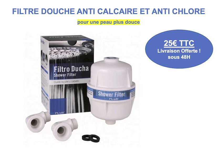 Filtre Douche ou bain marque AQUAPRO anti-chlore anti-calcaire anti-métaux  lourds et pesticides